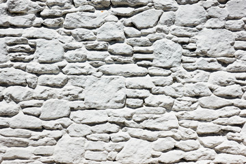 White wall - masonry of whitewashed stones