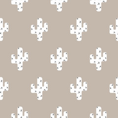 Cactus scandinavian print vector seamless pattern.