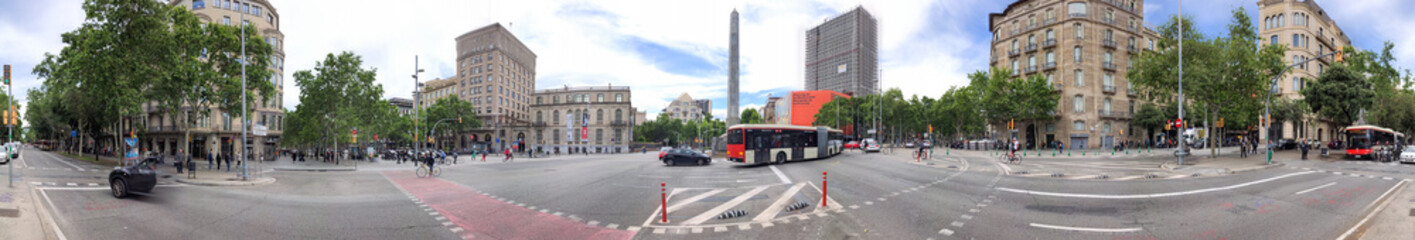 BARCELONA - MAY 14, 2018: Tourists enjoy city streets from Avinguda Diagonal. Barcelona attracts 10...