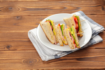 sandwich on a wooden table