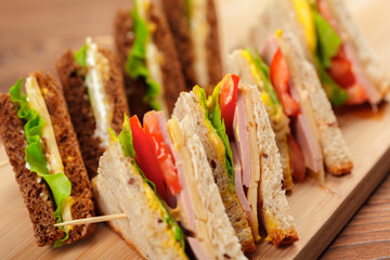 sandwich on a wooden table