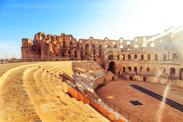 The ruins of the amphitheater in El Jeme, Tunisia.