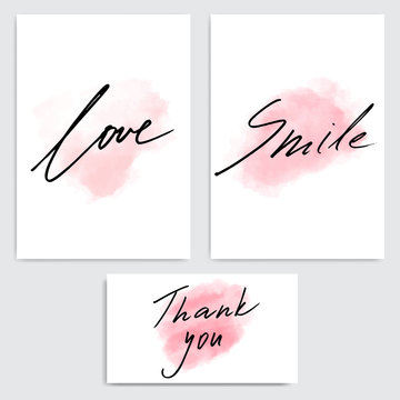 Fototapeta A set of postcards with calligraphic inscriptions.
