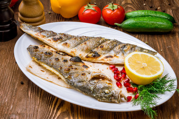 Fried sea bass
