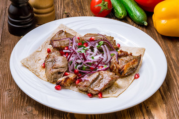 skewers of mutton flesh