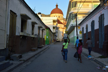 dome of the church lighted with the morning sun, Cap Haitien, Republic of Haiti