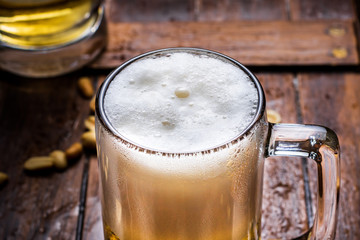 Glasses of light and dark beer