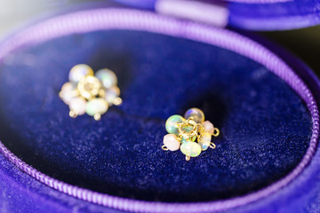 紫のケースに入ったオパールのチャーム