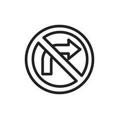 no turn right sign, turn right forbidden outline vector icon. Modern simple isolated sign. Pixel perfect vector illustration for logo, website, mobile app and other designs