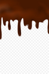 Flowing chocolate on transparent background for your design