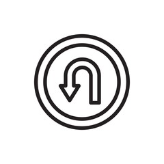 u turn sign, road sign outline vector icon. Modern simple isolated sign. Pixel perfect vector illustration for logo, website, mobile app and other designs
