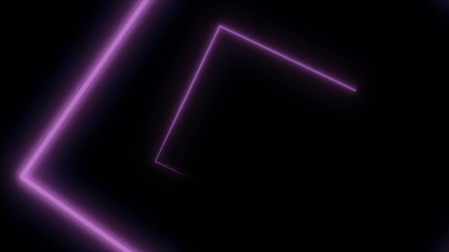 Abstract background with neon squares. Seamless loop. Neon square shape laser