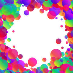 White background with colour bubbles.
