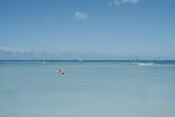 People surfing at Waikiki Beach