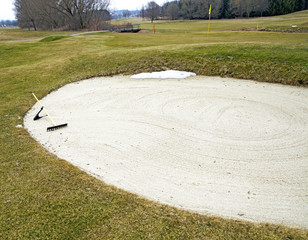 fresh raked sand hazard at a golf course