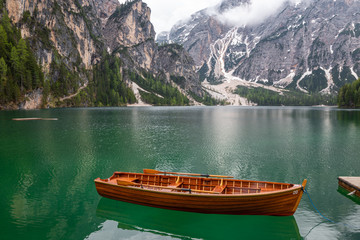 Fototapeta premium Dolomites mountains and lakes travel photography, Italy south Tirol