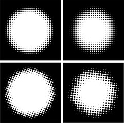 Four black and white abstract dotted backgrounds.