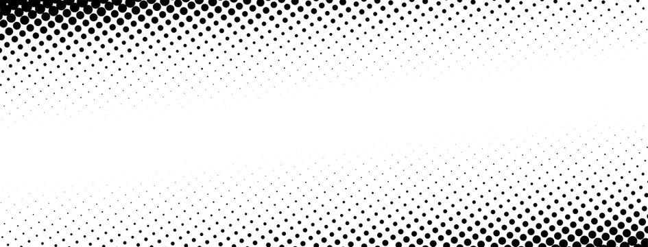 Black and white dotted halftone banner.