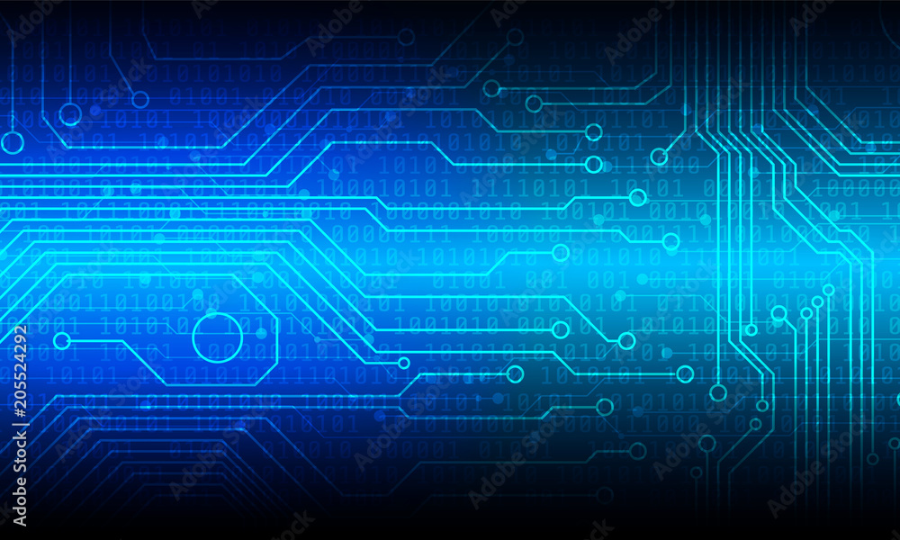 Poster Hi Tech Cyber Circuit Board Security Binary Code Number Vector Background