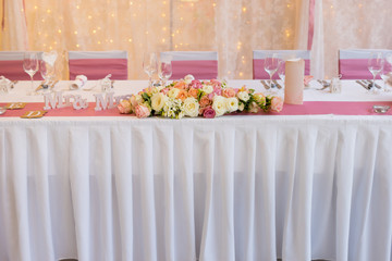 wedding table set with flower decoration