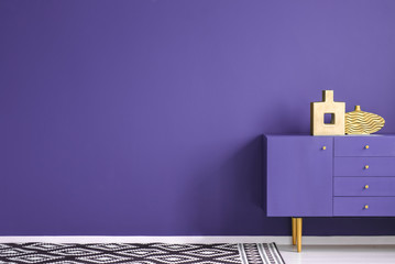 Purple interior with copy space