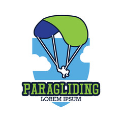 paragliding logo with text space for your slogan / tag line, vector illustration