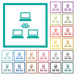 Wireless network flat color icons with quadrant frames