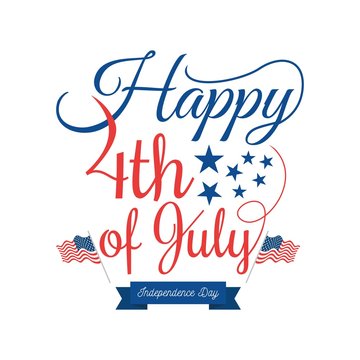 Fourth of July, United Stated independence day greeting. July 4th typographic design