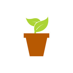plant pot icon, vector flower plant, gardening illustration