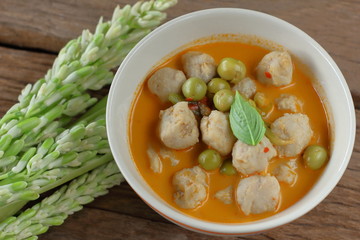 red curry with fish ball in thai food