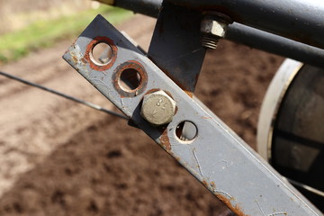 close-up of the agricultural machine component