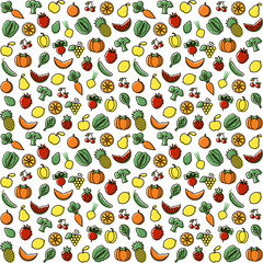 Seamless Pattern With Fruits and Berries