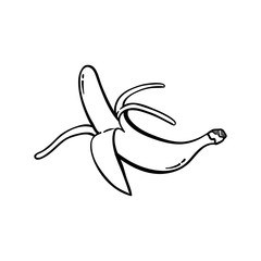 Line Art Banana Peeled Hand drawn Simple Icon Vector outlined
