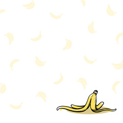 Obraz na płótnie Canvas Peeled Banana Hand drawn Pattern Wallpaper Background Vector