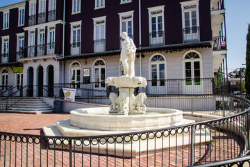 Mediterranean statue and fountain