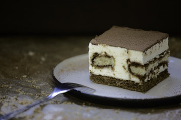 Tiramisu on a plate