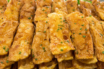 Thai Indian style Dessert, crispy flat bread or crispy roti.