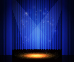 Empty theatre stage with curtain. Background for show, presentation, concert, design - obrazy, fototapety, plakaty