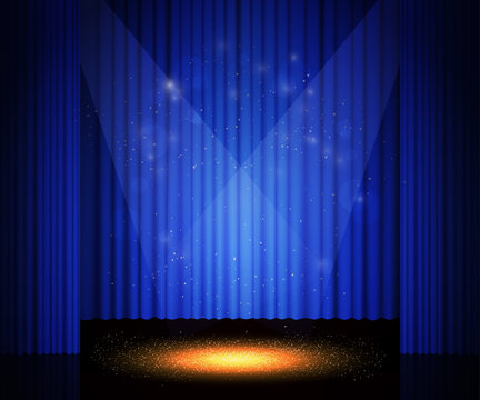 Empty theatre stage with curtain. Background for show, presentation,  concert, design Stock Vector | Adobe Stock