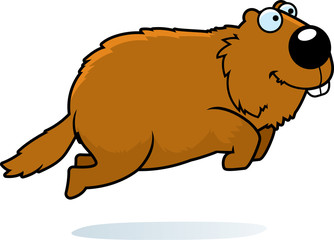 Cartoon Woodchuck Jumping
