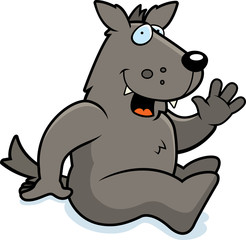 Obraz na płótnie Canvas Cartoon Wolf Sitting