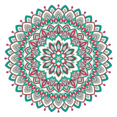 Ethnic ornamental mandala. Decorative design element. Hand drawn vector illustration
