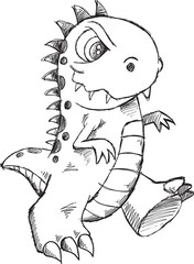 Fototapeta premium Doodle Sketch Monster Vector Illustration Art