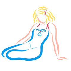 beautiful sedentary sports woman, blonde