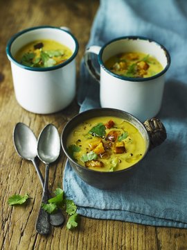 Squash, pear and coriander soup
