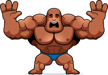 Cartoon Bodybuilder Scared