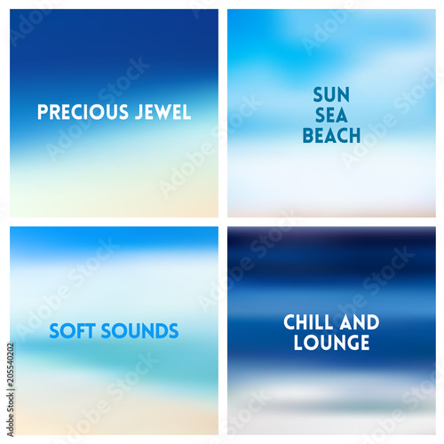 Abstract Vector Beach Blurred Background Set 4 Colors Set