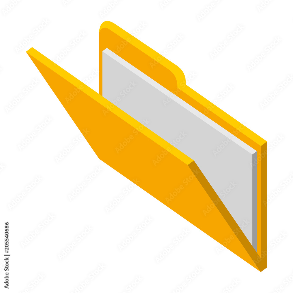 Poster isometric open folder document file vector illustration