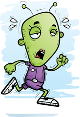 Exhausted Cartoon Alien Woman