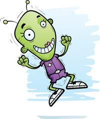 Cartoon Alien Woman Jumping